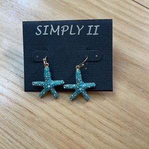 Boutique earrings starfish turquoise color
